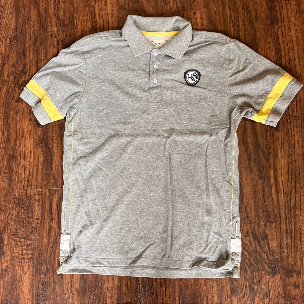Men’s Gray Polo Horseware Ireland Cotton Large‎ Patch Quilted Back Shoulder Area